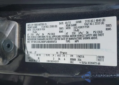 2015 Ford Escape Titanium from USA, damaged, VIN 1FMCU9J90FUB55972